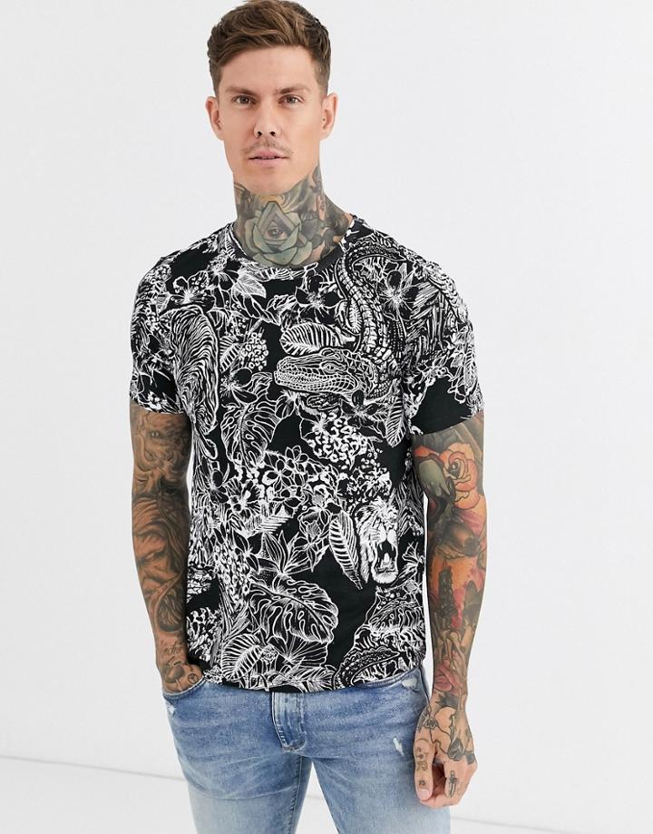 Bershka Join Life Regular Fit T-shirt In Black/white-multi