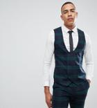 Twisted Tailor Super Skinny Suit Vest In Green Check