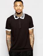 Love Moschino Polo Shirt With Contrast Collar - Black