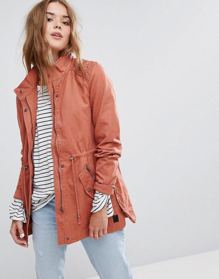 Vero Moda Washed High Neck Utility Festival Jacket - Pink