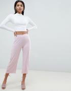 Asos Design Cropped Pants With Popper Detail - Purple