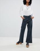 One Teaspoon High Waisted Cropped Wide Leg Jean With Contrast Stitching - Black