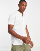 Asos Design Button Up Jersey Shirt In White