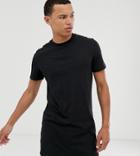 Asos Design Tall Longline T-shirt In Black