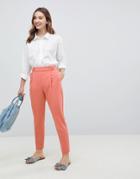 Asos Design Tailored Pleat Front High Waist Tapered Pants With Button & Tab Detail - Multi