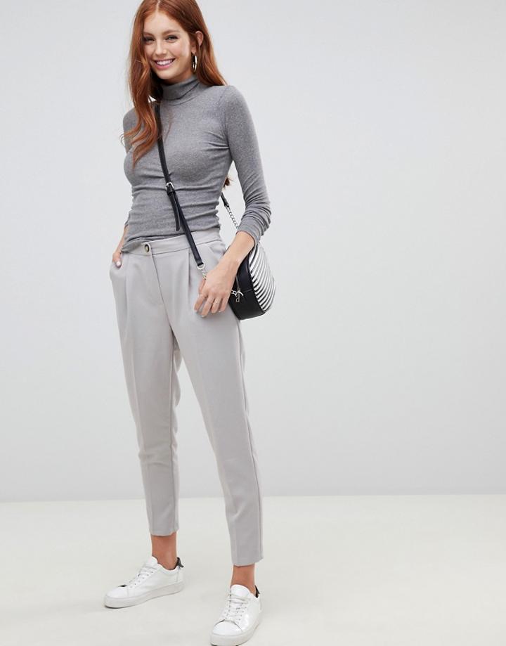 New Look Tapered Leg Pull On Pants In Gray - Gray