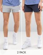 Asos Runner Short 2 Pack Navy/gray Marl Save - Multi