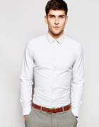 Asos Smart Shirt In Long Sleeve With Oxford Stripe - Gray
