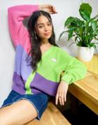 Minga London Relaxed Knit Cardigan In Color Block-multi