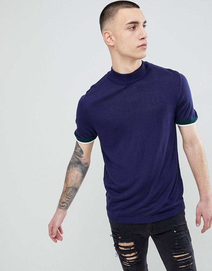 River Island Turtleneck Sweater In Navy - Navy