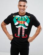 Asos Holidays Relaxed T-shirt With Elf Print - Black