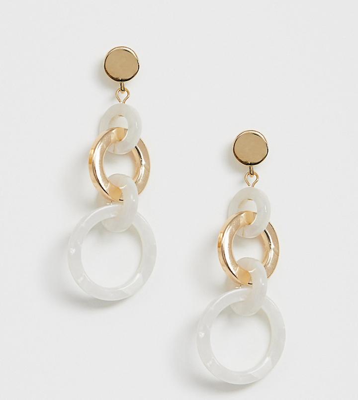 Aldo Paraniel Link Drop Earrings In White & Gold Tortoishell - Gold