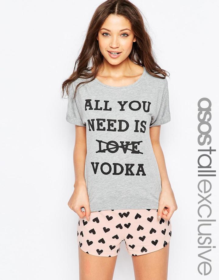 Asos Tall 'all You Need Is Love' Short And T-shirt Pyjama Set - Multi