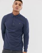 Farah Merriweather Long Sleeve Polo In Navy