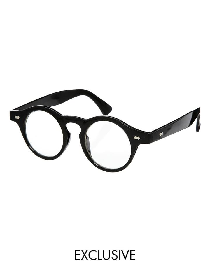 Reclaimed Vintage Round Glasses - Black