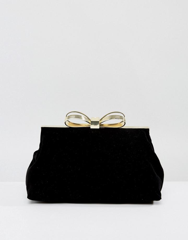Ted Baker Statement Bow Evening Bag In Velvet - Black