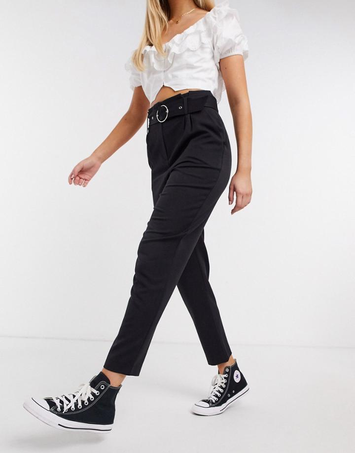 Miss Selfridge Paperbag Waist Tailored Pants In Black