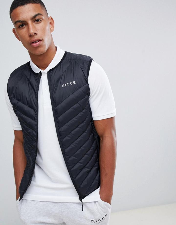Nicce Puffer Vest In Black - Black