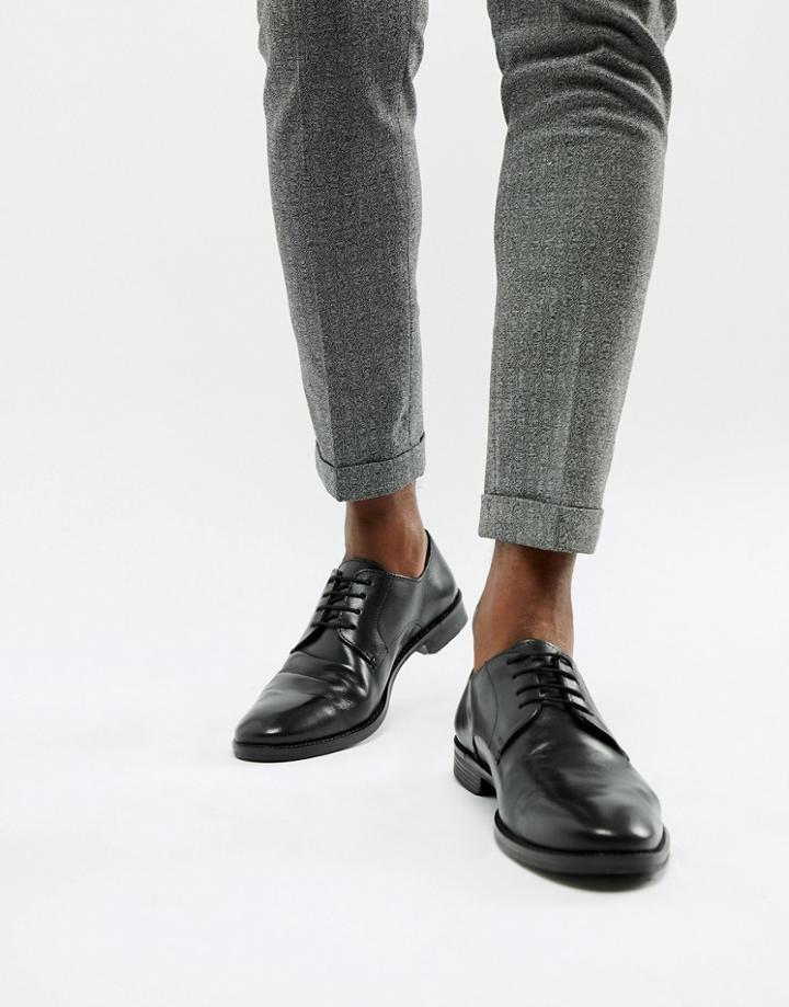 Asos Design Derby Shoes In Black Leather