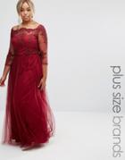 Chi Chi London Plus Premium Lace Bodice Maxi Dress With Tulle Skirt - Red