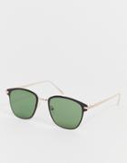 Asos Design Retro Sunglasses In Gold With Gray Details - Gold