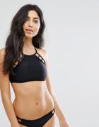 New Look Strappy High Neck Bikini Top - Black