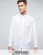Asos Tall Oversized Viscose Shirt In White - White
