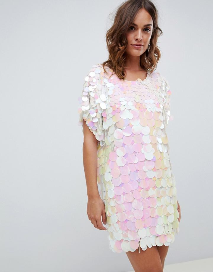 A Star Is Born Embellished Iridescent Tshirt Dress In Iridescent - Multi