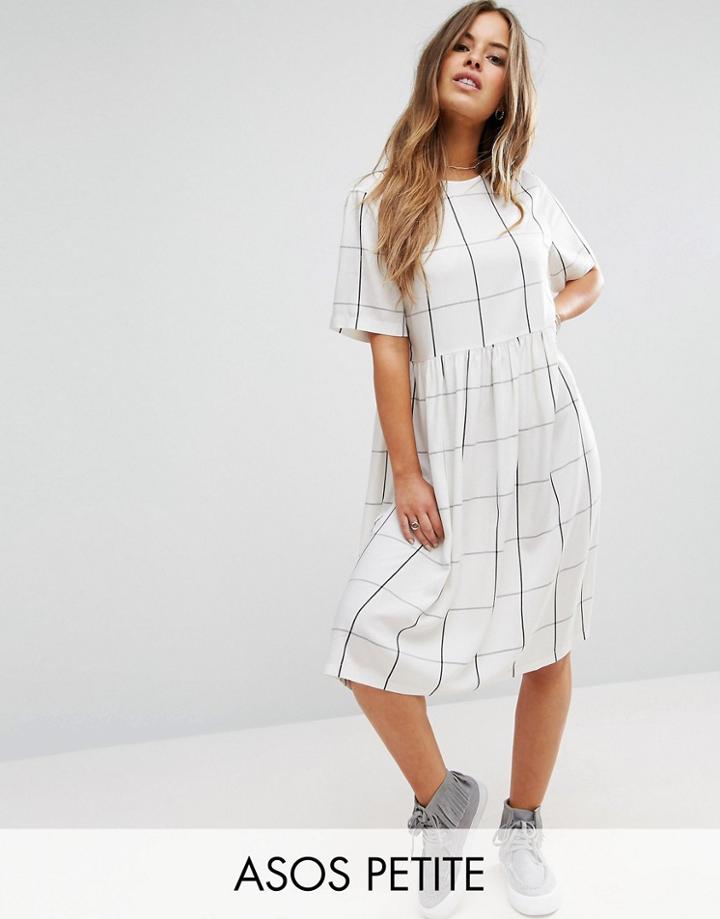 Asos Petite Check Smock Midi Dress - Multi