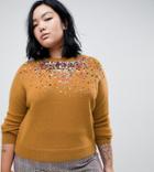 Asos Design Curve Sweater With Scattered Sequin Detail - Stone