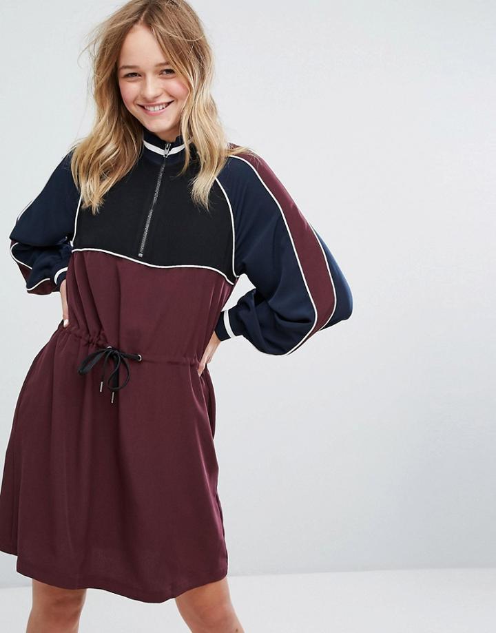 Monki Cord Waist Sports Midi Dress - Purple