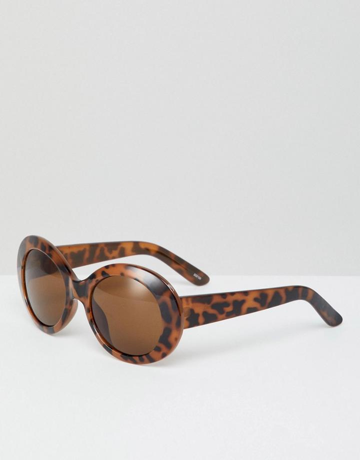 Monki Tortoise Oval Sunglasses - Brown