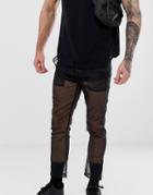 Asos Design Festival Slim Cropped Pants In Sheer Black Organza