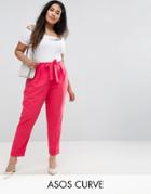 Asos Curve Woven Peg Pant With Obi Tie - Pink