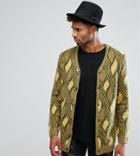Asos Tall Mohair Wool Blend Cardigan With Vintage Design - Green