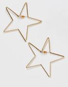 Asos Design Front And Back Earrings In Open Star Design In Gold Tone