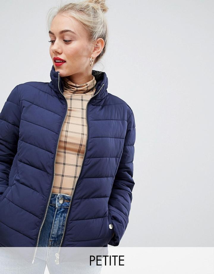 Miss Selfridge Petite Padded Jacket In Navy - Navy