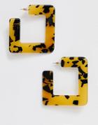 Asos Design Hoop Earrings In Square Cheetah Style Resin - Multi