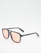 Quay On The Fly Aviator Sunglasses With Orange Lens In Black