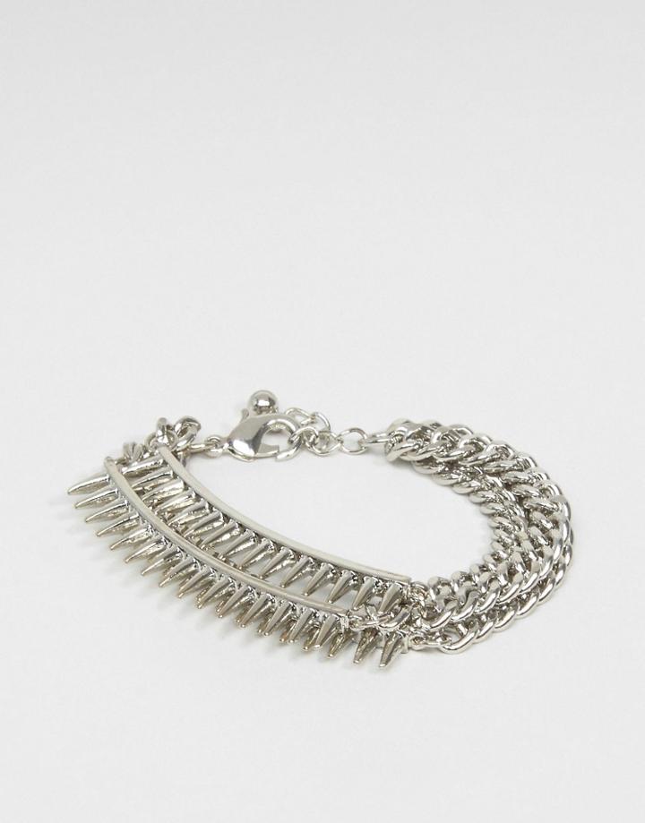 Asos Multi Chain Spike Bracelet - Silver