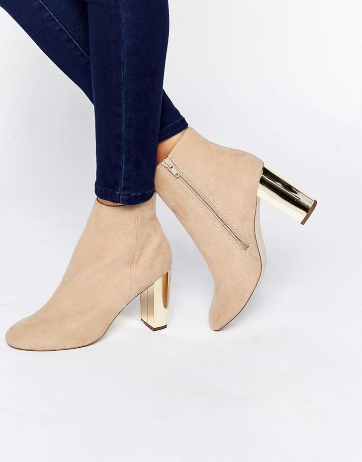 Miss Kg Gold Heeled Boots - Beige