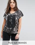 Religion Plus Animal & Bones Print T-shirt With Dip Hem - Multi