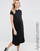 Asos Maternity Waisted Midi T Shirt Dress - Black