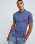 Asos Design Muscle Fit Polo In Jersey In Blue - Blue