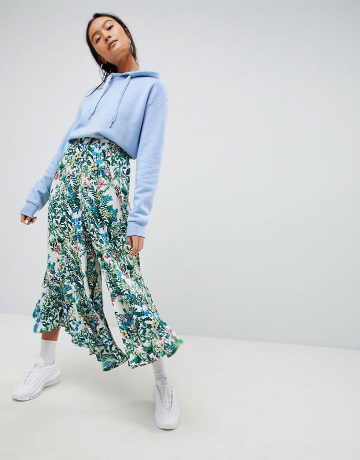 Weekday Ruffle Wide Leg Pants - Cream