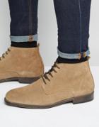 Asos Lace Up Chukka Boots In Stone Suede - Stone