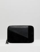 Urbancode Zip Around Purse In Leather And Suede Mix - Black