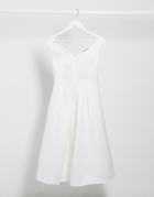 Little Mistress Bridal Midi Prom Dress In Off White