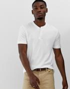 Jack & Jones Premium Open Collar Smart T-shirt In Pique Jersey-white