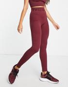 Twill Active Recycled Seamless High Waisted Panel Leggings In Burgundy-red